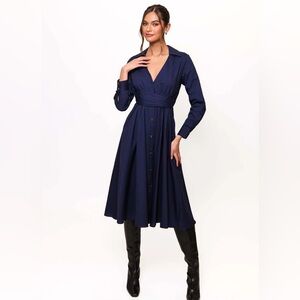 Hutch Cora Ruched Waist Midi Dress with Pockets